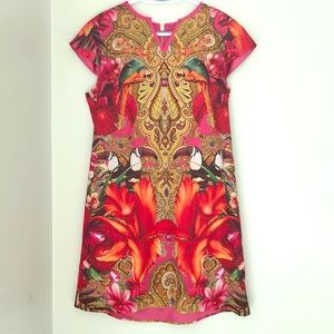 Ted Baker Aalia Cap-Sleeve Toucan Dress (Sz 12)